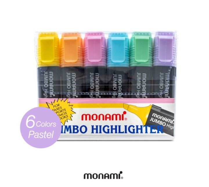 monami-ปากกาเน้นข้อความ-รุ่น-jumbo-pastel-ชุด-6-สี-จำนวน-1-ชุด