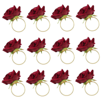 72 PCS Red Rose Shape Towel Buckle Napkin Ring Wedding Party Valentines Day Hotel Table Decor Metal Gold Napkin Holder