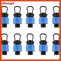 DANGL 10pcs สีฟ้าสีฟ้า เทปน้ำหยด 16มม. หยดชลประทานน้ำ อุปกรณ์เสริมเข็มขัด ปลั๊กล็อค คอลล่า