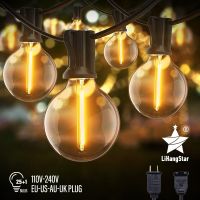 LED G40 Bulb String Lights 50 FT Waterproof Indoor Outdoor Garden Garland String Lights Terrace Bar Christmas Party Decoration