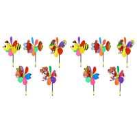 10 Pcs Windmills Colorful Wind Spinner 3D Animal Pinwheel Garden Ornament for Outdoor Yard Lawn Patio Decor and Party