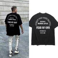 Fear Of God Bieber เสื้อยืดแขนสั้นทรงหลวมลายตัวอักษรเรียบง่ายสไตล์เดียวกันชายและหญิงหมอกไฮสตรีทแบบครึ่งแขน