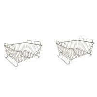 2Pcs Kitchen Storage Basket Counter Fruit Vegetable Iron Art Storage Basket with Handles Rectangular Storage Holder