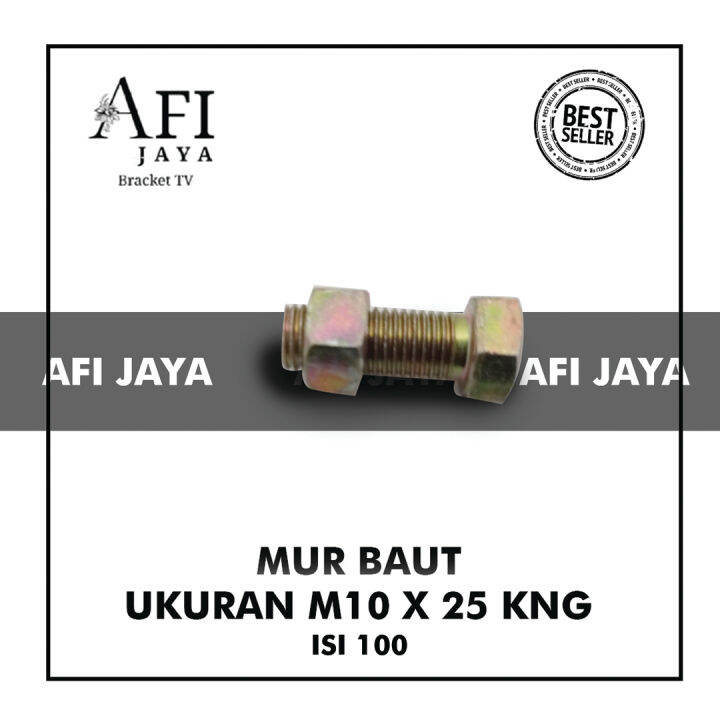 MUR BAUT UKURAN M10 X25MM KUNING (100 PCS)- BAUT MUR M10x25- BAUT ...