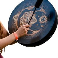 Shamanic Drum Shaman Alchemy Moon Drum Sound Healing Tool เสียง Shaman Drum Shaman กลองสำหรับผู้ใหญ่สัญลักษณ์ของไซบีเรียน