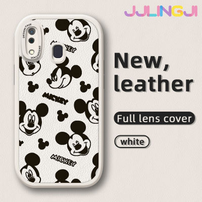 Jlingji เคส A20s M10s A20ปลอกสำหรับ Samsung A30กระแสแฟชั่นลายมิกกี้เมาส์ใหม่ดีไซน์ใหม่โทรศัพท์ดีไซน์ด้านข้างกล้องฝาปิดเลนส์นุ่มหนังบางเคสป้องกันกรอบกันกระแทก