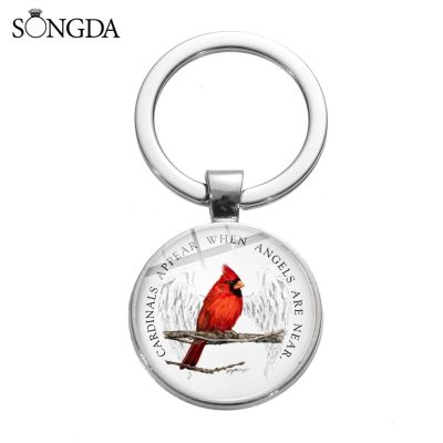 【CW】┅❏◄  Cardinals Alloy Keychain North America Picture Glass Pendant Car Chain