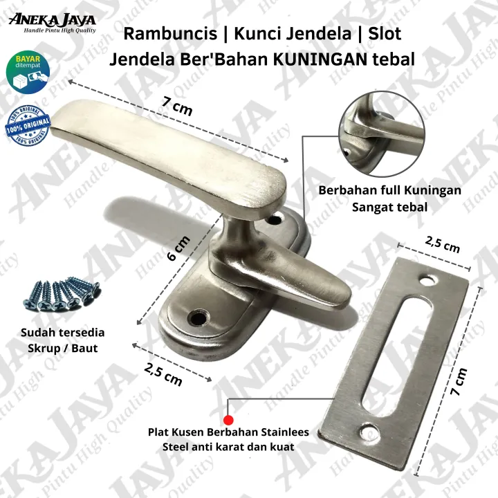 Rambuncis Kuningan Grendel Jendela Kunci Jendela Slot Jendela Panolet Jendela Lazada 3276