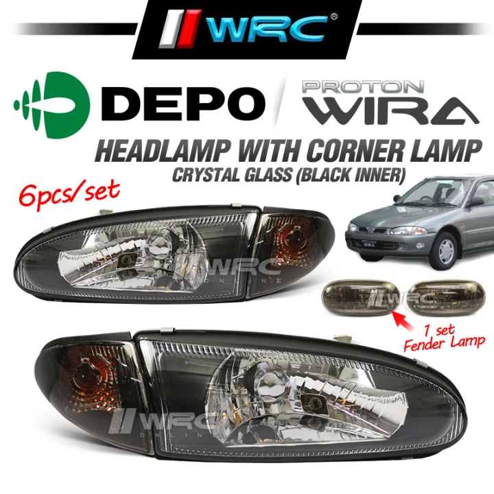 Depo Proton Wira Crystal Glass Headlamp + Corner Lamp + Fender Lamp