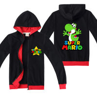 Super Marioเด็กซิปเสื้อแขนยาวHooded Coatเสื้อฤดูใบไม้ผลิฤดูใบไม้ร่วงพิมพ์รูปแบบการ์ตูนเด็กเสื้อC1727เสื้อผ้าเด็กใส่ลำลองสำหรับฤดูใบไม้ร่วงฤดูหนาวหลวมเสื้อคาร์ดิแกนกีฬา