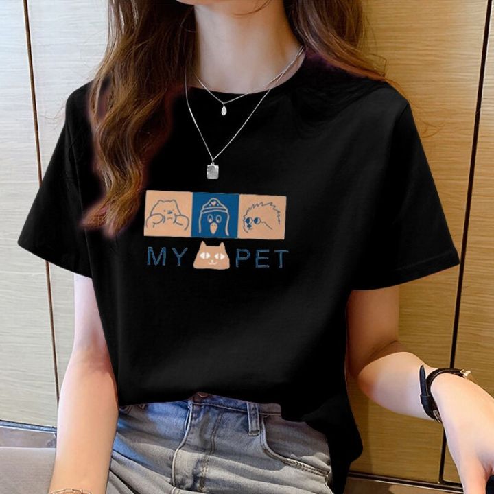 พร้อมส่ง-เสื้อยืดผู้หญิง-เสื้อยืดสีทึบ-เสื้อยืดแขนสั้น-เสื้อยืดลำลอง-เสื้อยืด-แฟชั่น-คู่รัก-w20