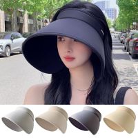 Topi Bucket สำหรับผู้หญิงหมวกแก็ปสำหรับผู้หญิงหมวกแก็ปฤดูร้อนหมวกบังแดดผู้หญิงปีกกว้างสีทึบอัลตร้าไลท์ทนแสงยูวีหมวกป้องกันแดดของเล่นที่ว่างเปล่าสำหรับผู้หญิง