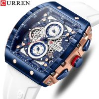 ZZOOI CURREN New Square Hollow Design Quartz Wristwatches Chrongraph and Auto Date Watches Sports Silicone Strap