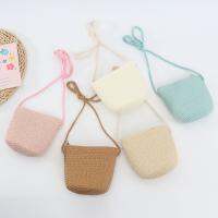 Girl Childrens Zero Wallet Straw Woven Bag Little Fresh Versatile Shoulder Bag Straw Bag Oblique Span Package