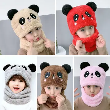 Cheap Ear Protection Baby Knitted Hat Neck Cover Bonnets Cute Bear Beanie  Cap Toddler Boy Girl