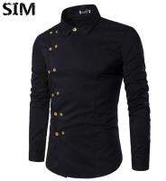 SIM Hot ใหม่ผู้ชาย Local Gold คู่เข้ารูปพอดีเสื้อแขนยาว/Kemeja Lelaki