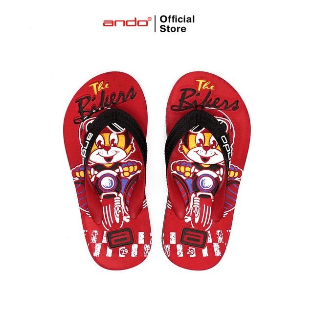 COD MERAH HITAM Ando Official Children s Gatto Flip Flops Red