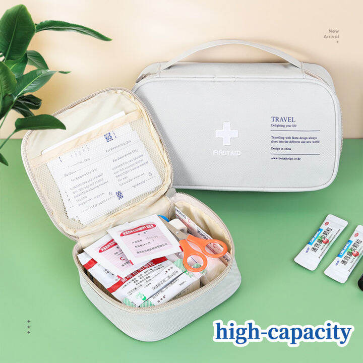First Aid Kit Bag Empty Travel Medication Pouch Mini Zippered Oxford