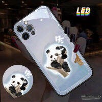 อัพเกรดสแปร์พาร์ท LED เคสมือถือหลากสีสันขาเข้าสำหรับ Iphone 15Pro 15อัลตร้า12 13 14Promax 11Promax 7 8Plus สำหรับเคสแอปเปิ้ล XR XS สูงสุดฤดูร้อนแพนด้าไม้ไผ่