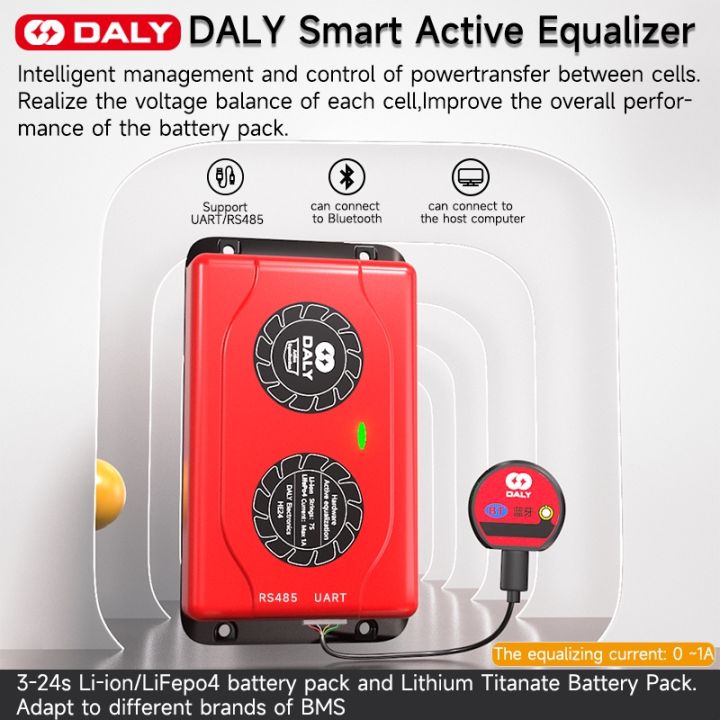NEW Daly Smart Active Balancer with Bluetooth 3S-24S Li-ion LiFePO4 12V 24V  36V BMS 1A Current