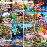 【CW】 CHENISTORY 60x75cm Frame Painting By Numbers Landscape Drawing On Canvas Handpainted Diy Crafts Picture By Number Kit Home Decor