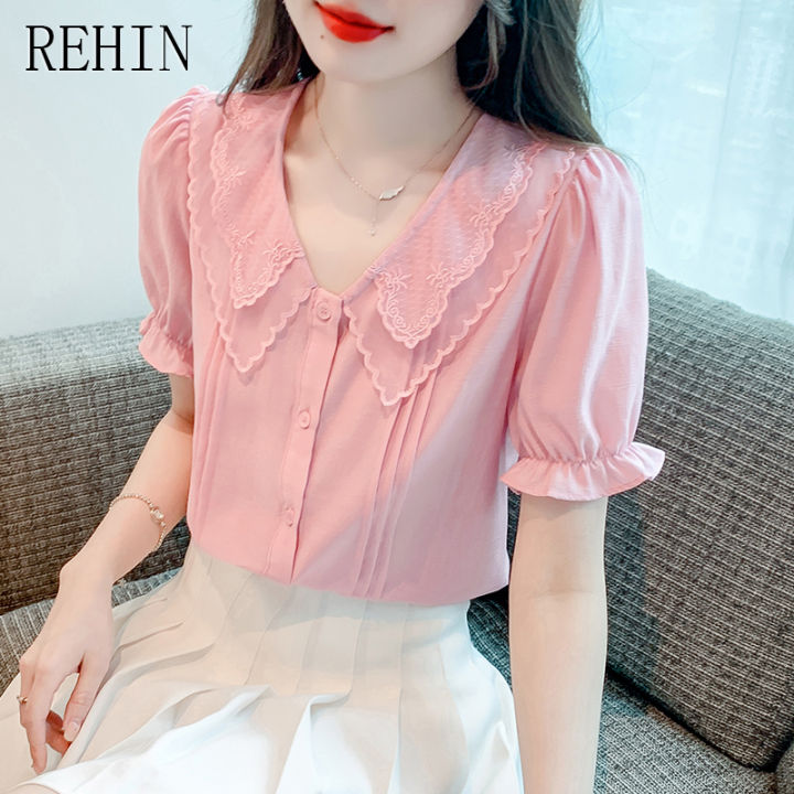 rehin-เสื้อปักผ้าโปร่งบางสองชั้นของผู้หญิงเสื้อหรูหราน้ำหนักเบาใหม่