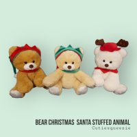 ตุ๊กตาหมีคริสต์มาส ใส่หมวก ขนาด 13 นิ้ว Christmas Bear Sitting Stuffed Animal