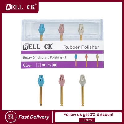 3ชิ้นทันตกรรมยางขัดคอมโพสิต RA ชุดเรซิ่นขัดไฟฟ้ามอเตอร์ความดันฆ่าเชื้อล้อเกลียวแปรง Burs