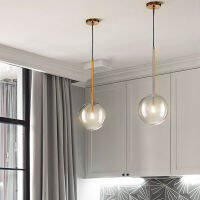 Modern Minimalist Pendant Lights Restaurant Creative Bedroom Bedside Bar Gradient Golden Glass Ball Pendant Light