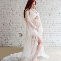 ✾ Vestidos de fotografia maternidade rendas mulheres grávidas photoshoot vestido longo chão esfregar estúdio tiro roupas auxiliares