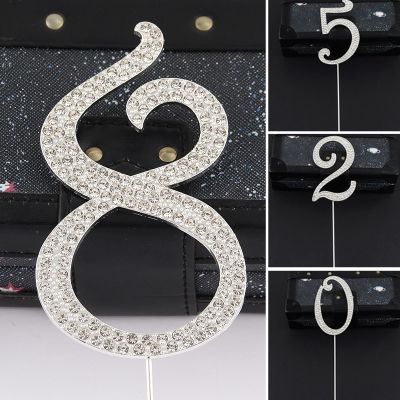 【CW】❈  1Pc New Glitter Alloy Rhinestone Number Toppers Baby Shower Birthday Decoration Wedding Digital Cakes