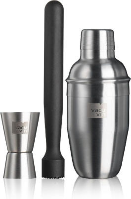 Vacu Vin Cocktail Set - Stainless Steel - Complete 3-Piece Bartending Kit for Mixologists and Home Bar Enthusiasts - Dishwasher Safe Cocktail Shaker Set for Aspiring Mixologists