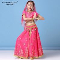 ☋♂♂ New Style Kids Belly Dance Indian Dance Costume Set Sari Bollywood Children Outfit Chiffon Belly Dance Performance Clothes Sets