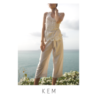 Kemissara Leisure Pants Cream Stay Home Pants Floral Lace กางเกงผูกเอวสีครีมปล่อยสบาย กางเกงประดับลูกไม้