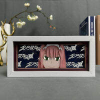 ที่รักใน Franxx ศูนย์สองตาใบหน้าโคมไฟสำหรับประดับห้อง Light มังงะ3d Papercut Diy โคมไฟตั้งโต๊ะไม้อะนิเมะกล่องไฟ