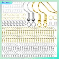 ADAM 300 PCS ทองและเงิน ชุดตะขอต่างหู แผ่นยางรอง 2สีค่ะ หลังต่างหูใส งานทำมือ โลหะผสมอัลลอยด์ ห่วงสำหรับกระโดด สำหรับการทำเครื่องประดับ DIY