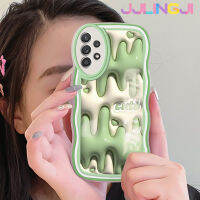 Jlingji เคสปลอกสำหรับ Samsung กาแลคซี A52s 5G A52 4G A52 5G เคสแฟชั่นสีเขียว3D สีครีมดีไซน์ใหม่คอลโลเวฟขอบนุ่มกันกระแทกแบบใสเคสมือถือโปร่งใสลายกล้องถ่ายรูปที่สร้างสรรค์เคสป้องกันซิลิกาเจล