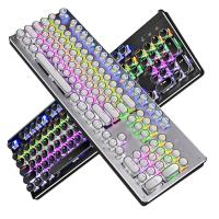 R Round Glowing Keycap Backlit 61-Key Dual-Mode RGB Backlit Gamer คีย์บอร์ดเครื่องกลสำหรับ PC Computer