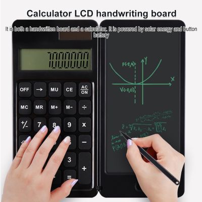 10 Digit Foldable Calculator with LCD Handwriting Board Portable Calculators with Stylus Pen Erase Button Lock Function Learn Calculators