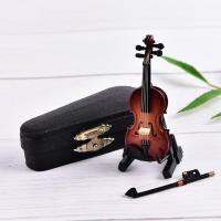 【COOL】 The Guitar Street Mini Viool Met Ondersteuning Miniatuur Houen คอลเลกชันตกแต่งโมเดล1 * ไวโอลินขนาดเล็ก + 1 * ตัวยึดพลาสติก + 1 * เคส