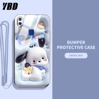 เคสโทรศัพท์เอฟเฟ็กต์ภาพ3D YBD สำหรับ Vivo Y93 Y95 Y91 1807 1816 1817 1811ลายกระต่ายสัตว์น่ารักลายดอกทิวลิปวัสดุซิลิโคนหรูหราสายคล้องส่ง