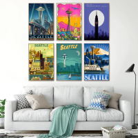 ซีแอตเทิล City โปสเตอร์ตกแต่งศิลปะส่วนบุคคลของขวัญ Modern Family Bedroom Decor 24X36ผ้าใบ Posters