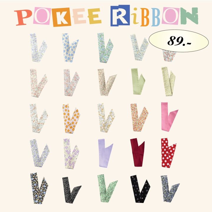 pokeeribbon-floral-ribbon-ผ้าผูกผม-สำหรับคาดผม-พันหูกระเป๋า-ผูกเป็นโบว์น่ารักมาก