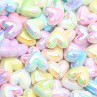 ■ 10pcs 15x17mm Macarons ABS Heart Spacer Beads Shiny Love Heart Acrylic Beads For Diy Jewelry Making Bracelet Necklace Earrings