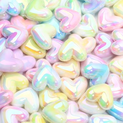 ■ 10pcs 15x17mm Macarons ABS Heart Spacer Beads Shiny Love Heart Acrylic Beads For Diy Jewelry Making Bracelet Necklace Earrings