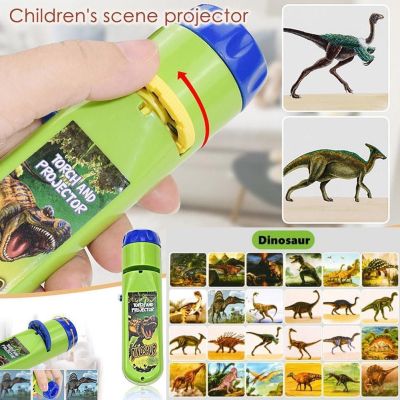 【CW】 Projection Flashlight Child Projector Light Animal Toys Education Early Dinosaur Lamp Projector Kids Slides Toy Luminous J3p7