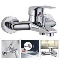 Triple Bathtub Hot and Cold Mixing Water Faucet Sink Spray Shower Head Deck Mounted Basin Mixer Taps Home Improvement Accessory