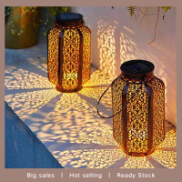 2 Pack Solar Led Light Outdoor Solar Lamp Waterproof Flickering Flame Hanging Solar Lantern Garden Decor Landscape