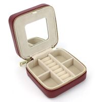 【cw】Customized Korean Style Girl Jewelry Portable Genuine Leather Earrings Ring Case Multi-function Jewelry Storage