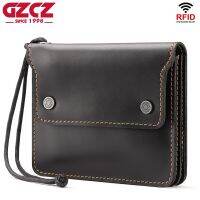 ZZOOI Genuine Leather Men Wallet Travel Tassel Clutch Bag RFID Blocking Card Holder Luxury Purse For Women With Zipper Coin Pocket